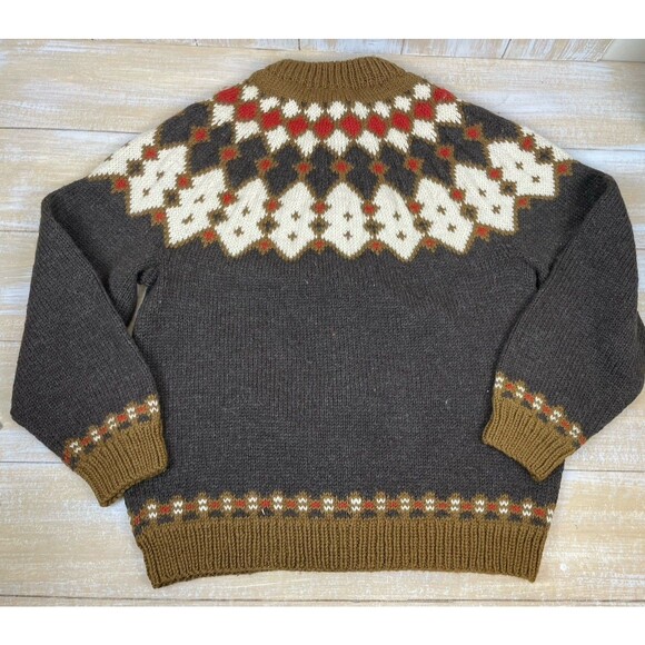 Vtg CJ Viking Womens Cardigan Sz L Hand-Knit Wool Fair Isle Scandinavian Denmark - Picture 5 of 11